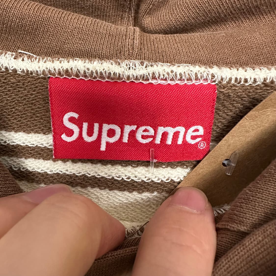 2016FW 슈프림 스트라이프 클래식로고 후드 상품이미지3