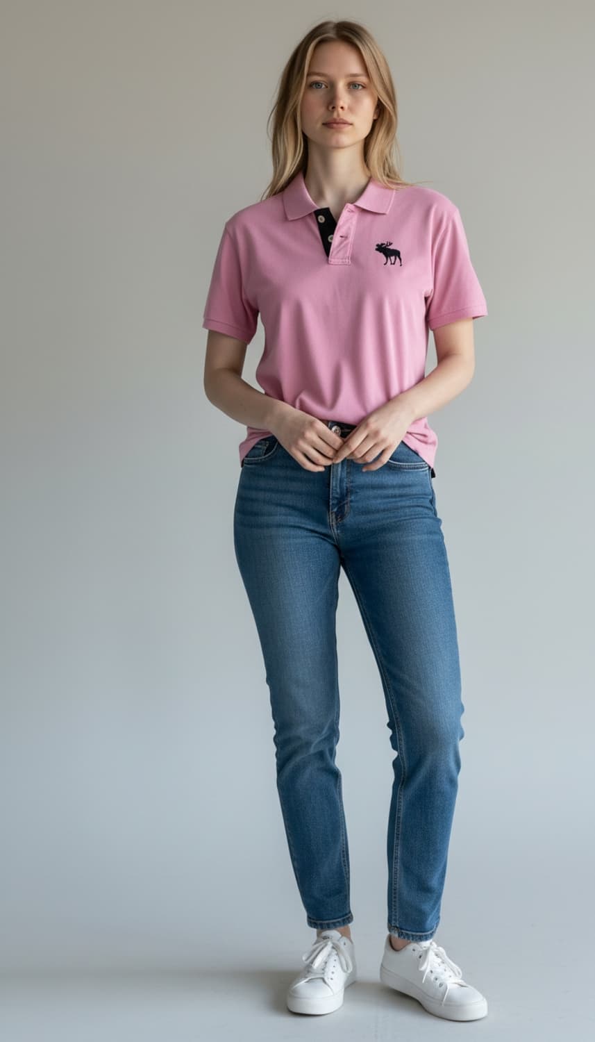 아베크롬비 앤 피치 핑크 반팔 카라티 M 상품이미지2