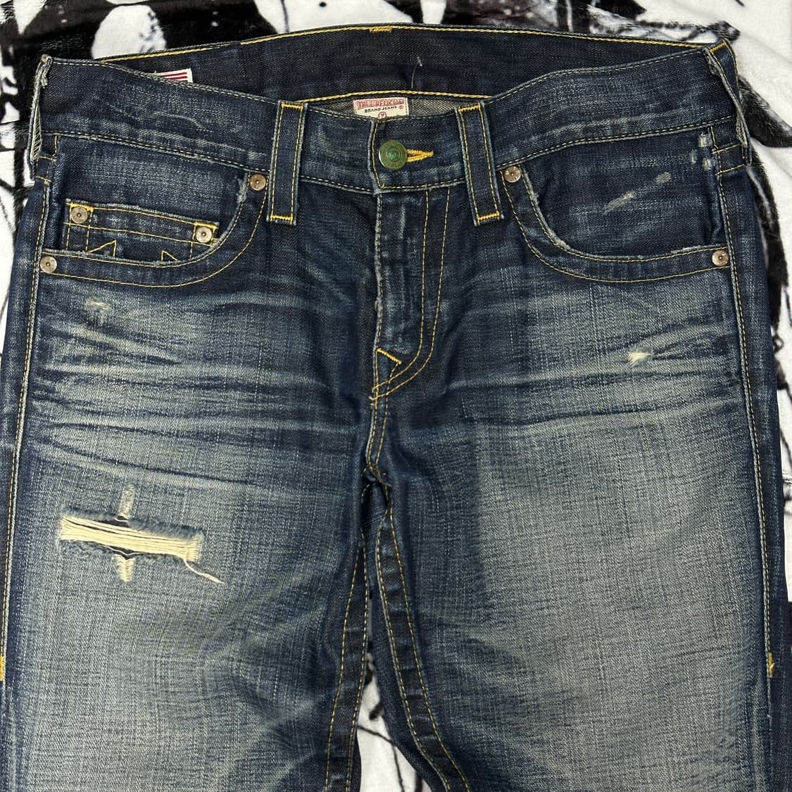 트루진 트루릴리전 스컬로고 새깅 데님팬츠 상품이미지5