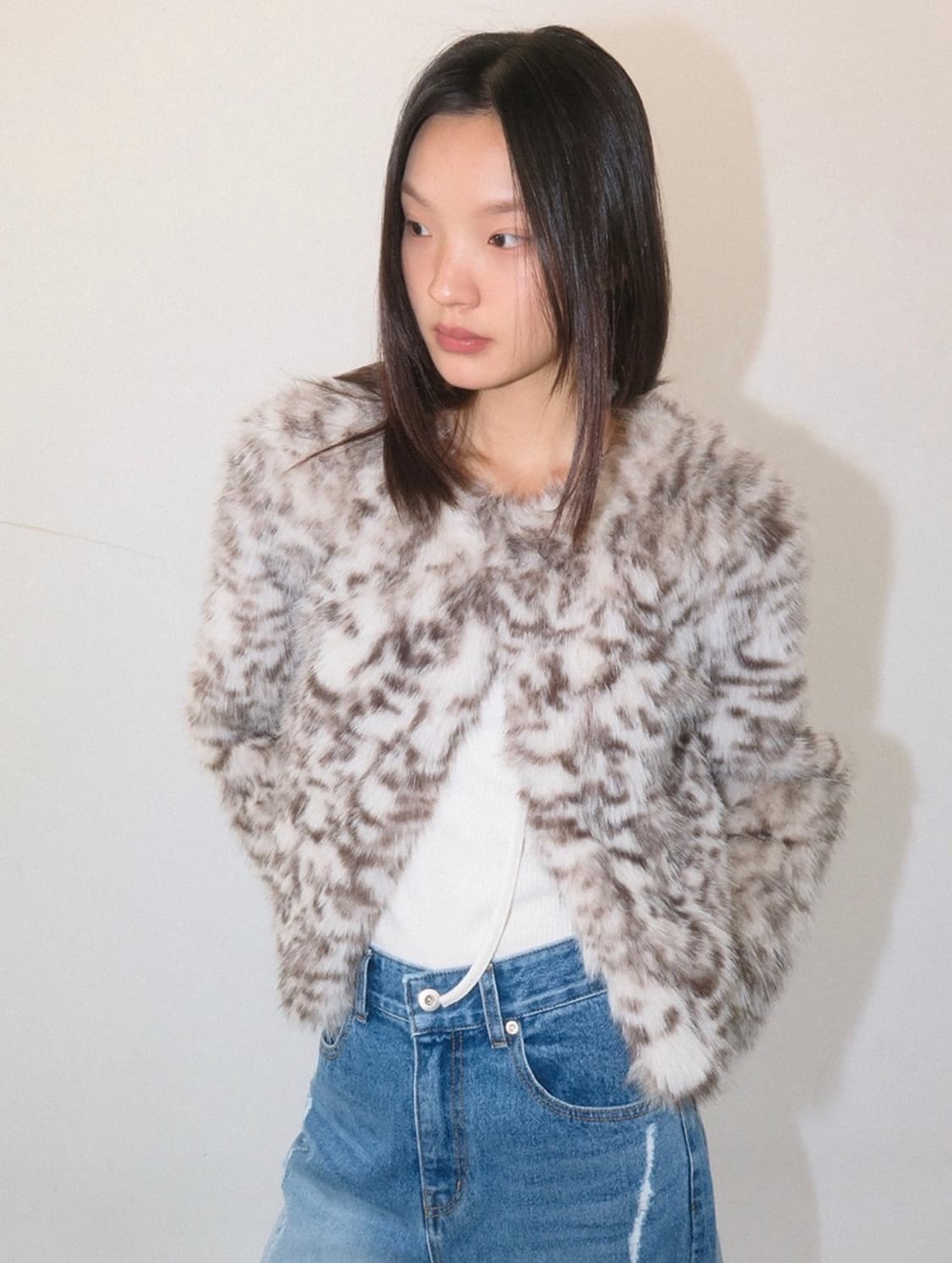 kijun 기준 지브라 레오파드 퍼자켓 상품이미지1