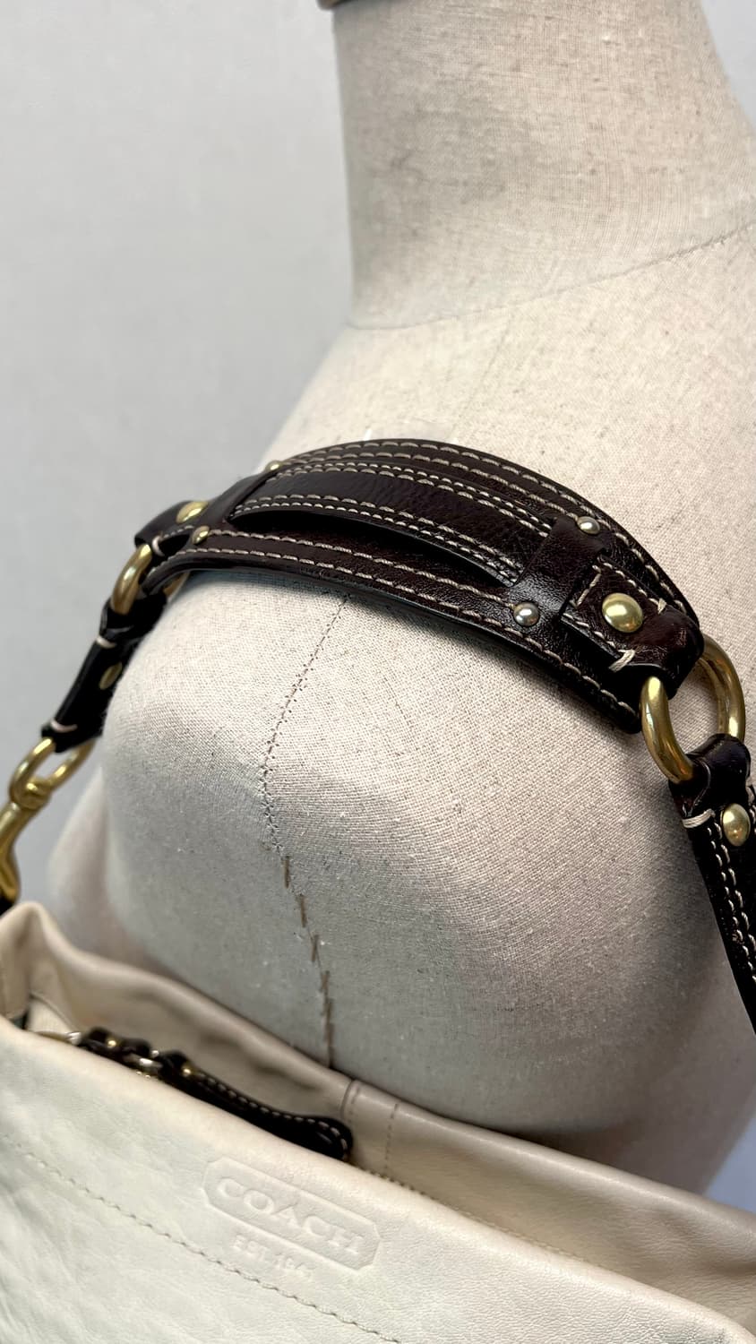 90s coach carly carmel 카멜 브라운 레더 숄더백  상품이미지8