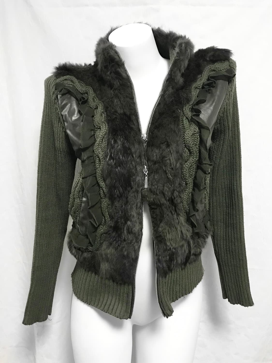 빈티지 페어리 y2k 래빗퍼 니트 투웨이 하이넥 집업 상품이미지1