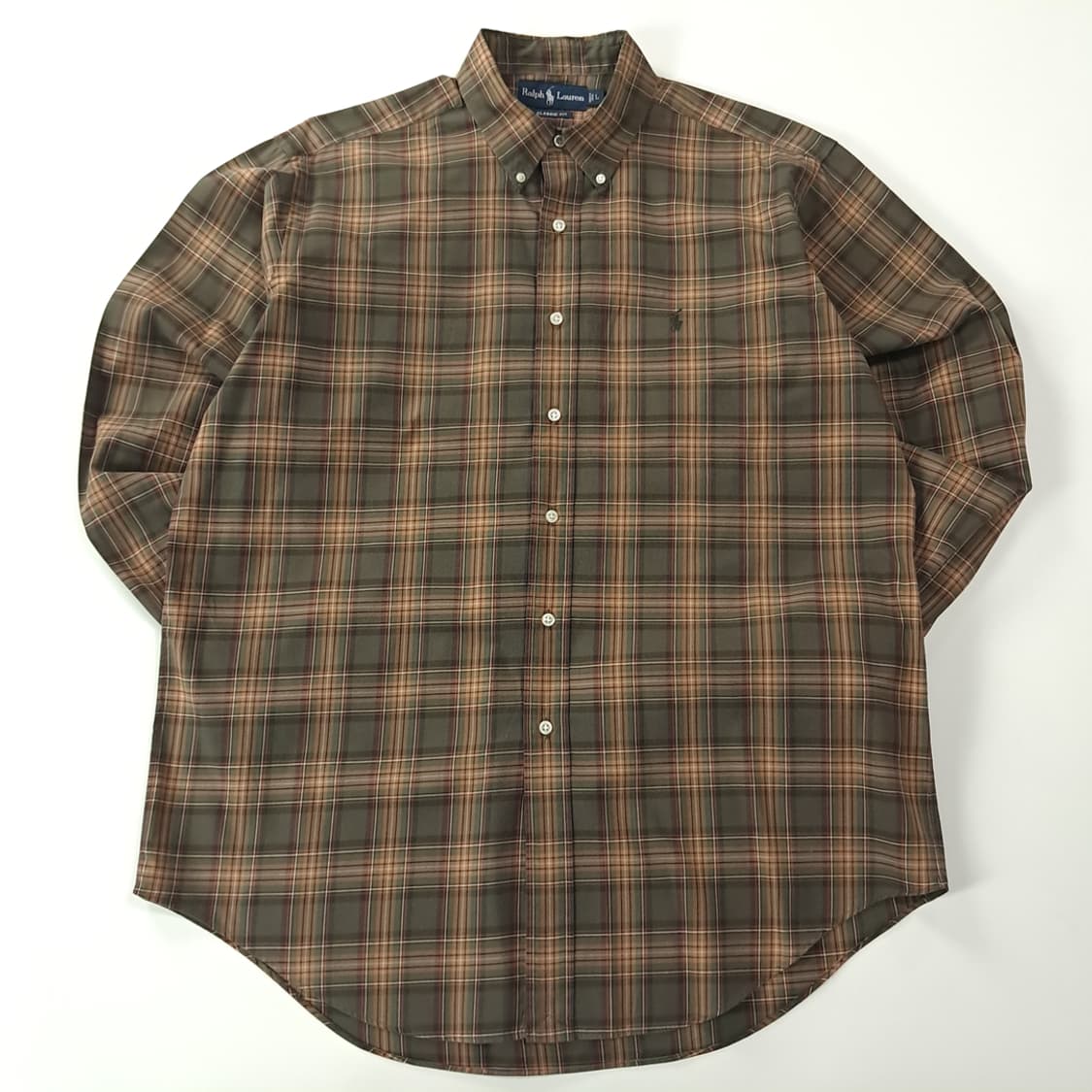 CK293 L 폴로 90s 클래식 타탄체크 올리브 셔츠 남방 상품이미지1