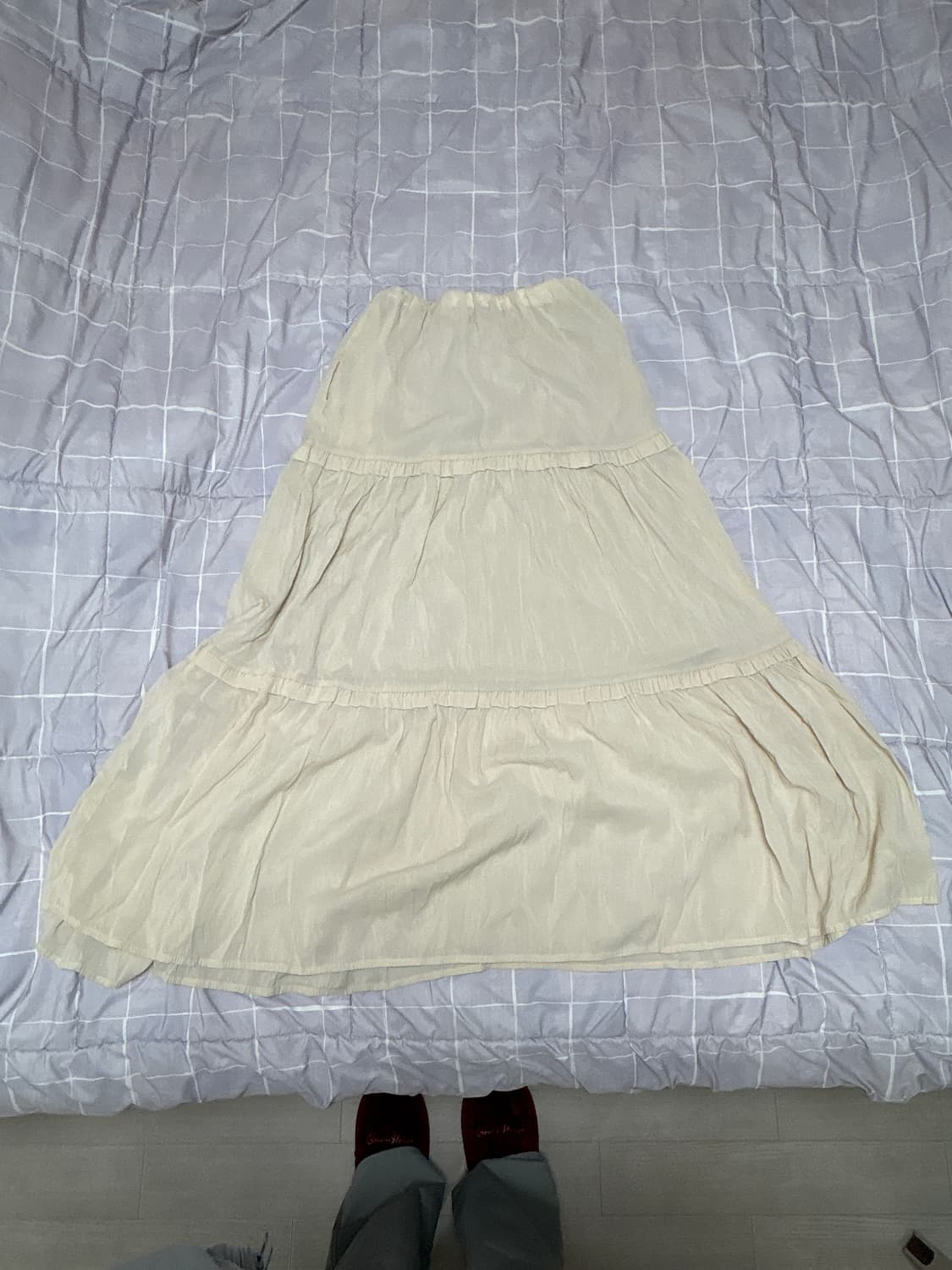 베이지 셔링 롱치마 상품이미지1