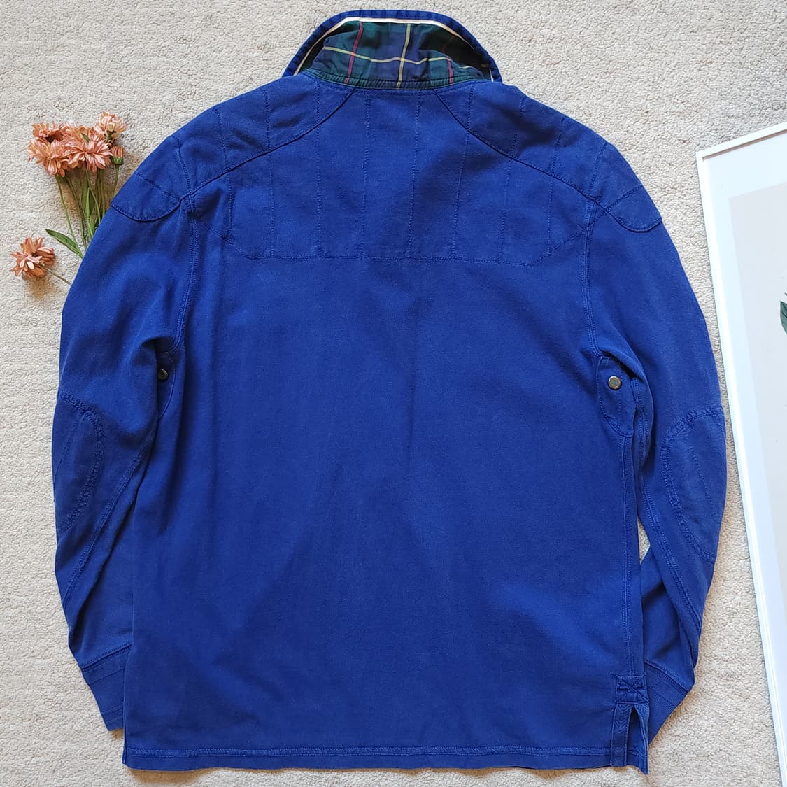 00년대 폴로 랄프로렌 블랙와치 디테일 엠브로이더리 바이커 럭비 셔츠XL 상품이미지3