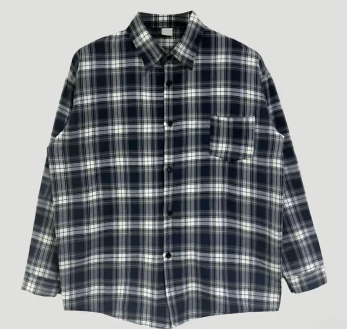 네이비 체크 셔츠 상품이미지1