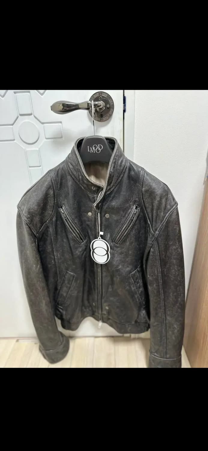 엘무드 / 스모커 카우하이드 바이커 레더자켓 번트 블랙 48 상품이미지3