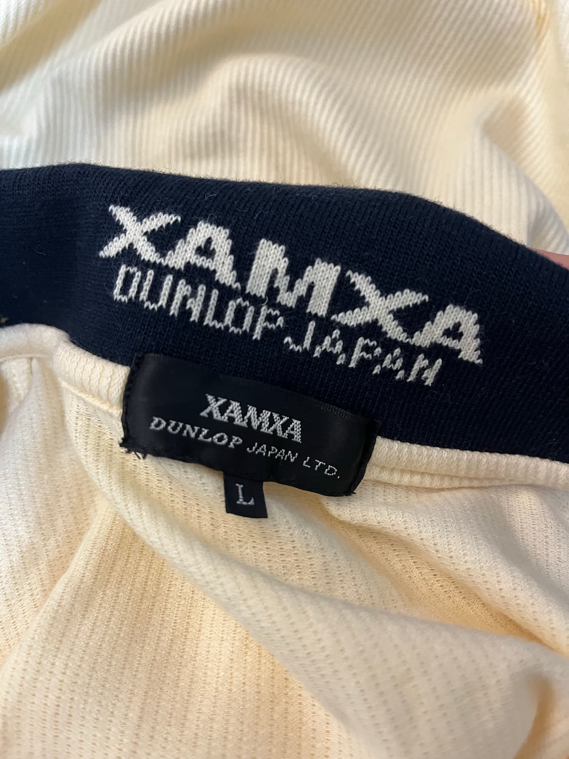 던롭 재팬 아이보리 골지 반팔 골프 카라티 L 상품이미지2