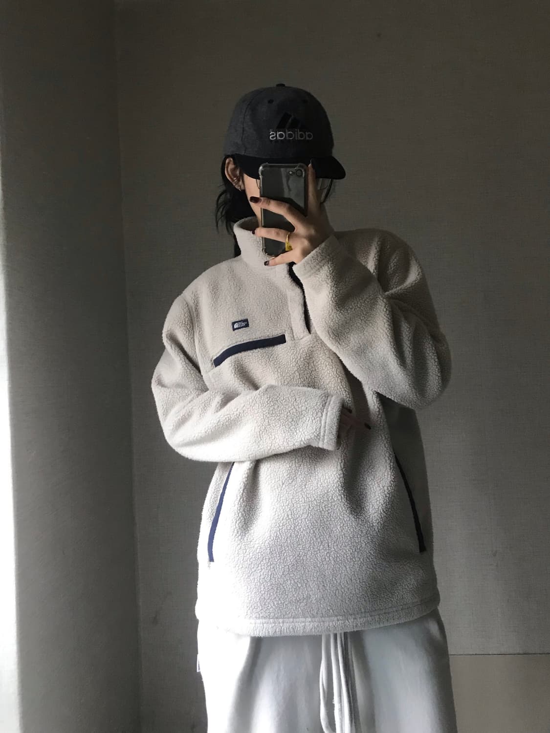 노페 아이보리 버튼 후리스 탑 상품이미지2