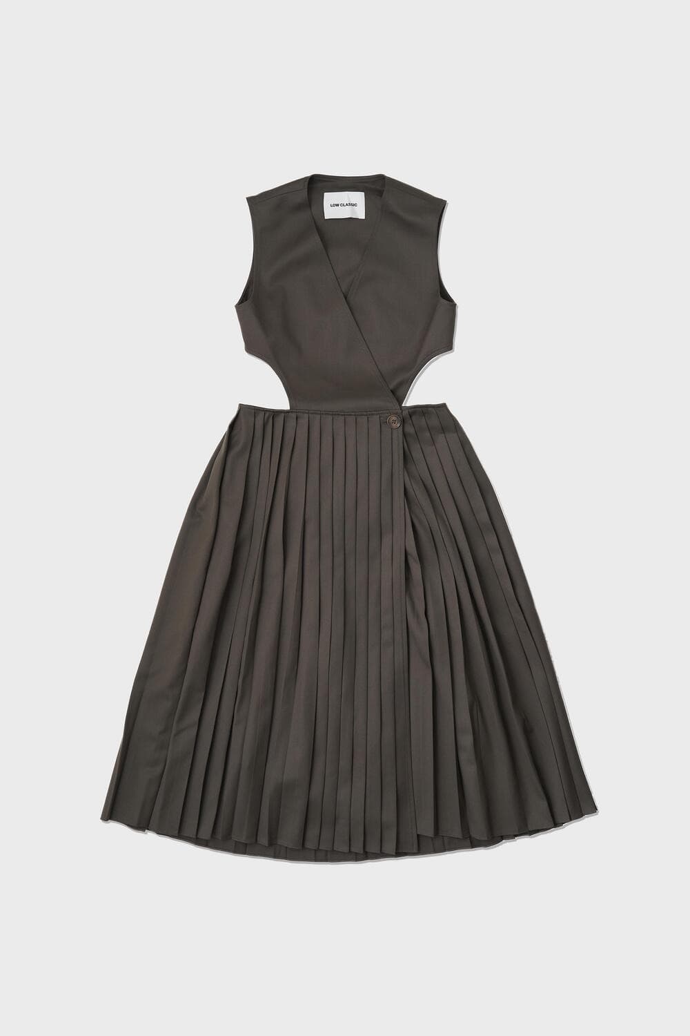 Low classic pleated dress khaki 상품이미지6
