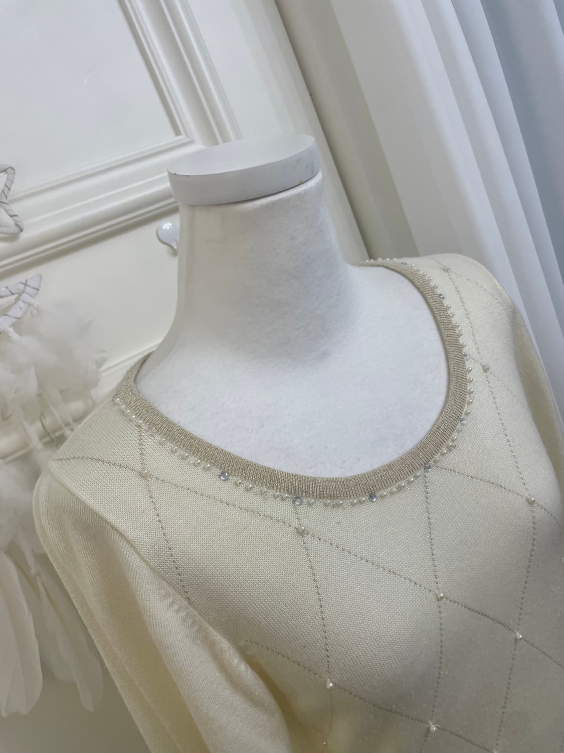 creamivory beige glitter pearl point kni 상품이미지7