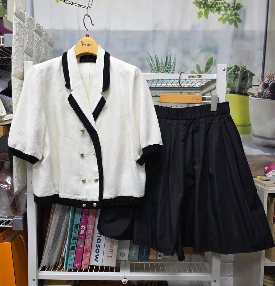 랑방 여성 봄~여름 린넨자켓 55~슬림66 투피스 반바지 세트 WM61 상품이미지1