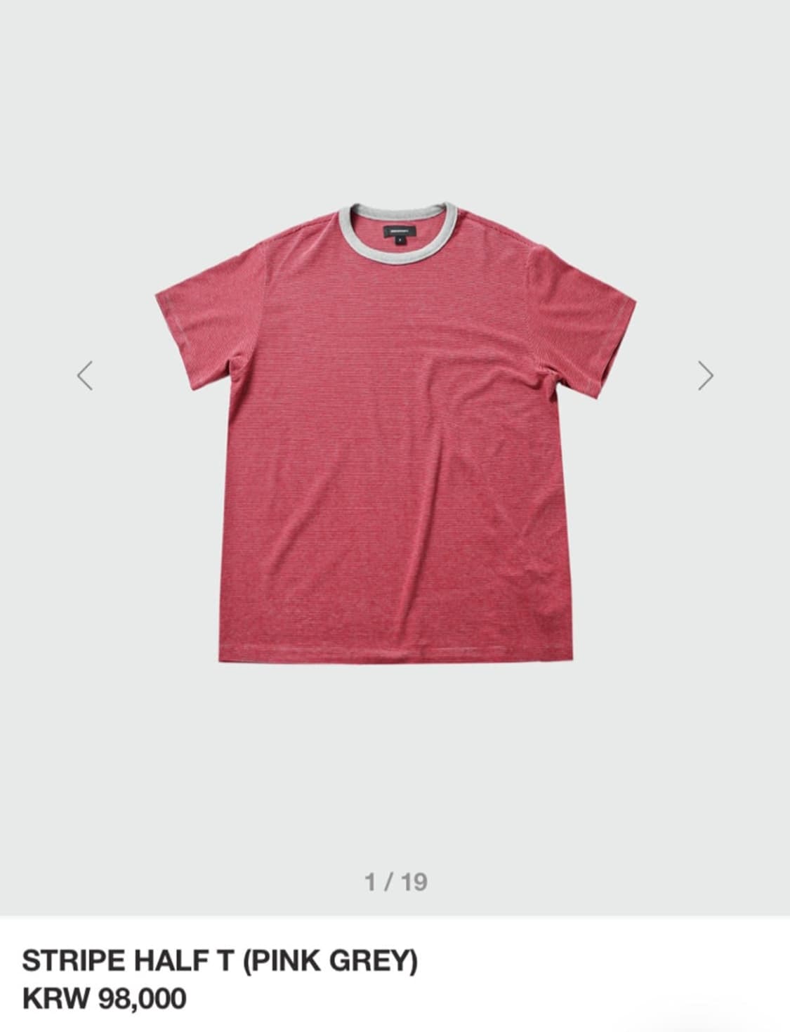 [1] STRIPE HALF T (PINK GREY) 상품이미지1
