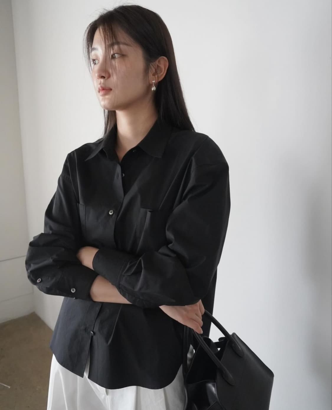 뉴욕나인스튜디오 Blanc Shirts 블랑 셔츠 숏 블랙 상품이미지4