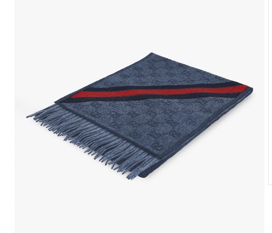 구찌 GG 뉴 니키 웹 울 머플러 미드나잇 블루 상품이미지3