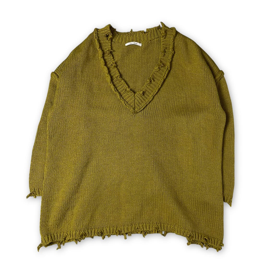 JPN 카키옐로우 빈티지 브이넥 긴팔 니트 M 상품이미지1