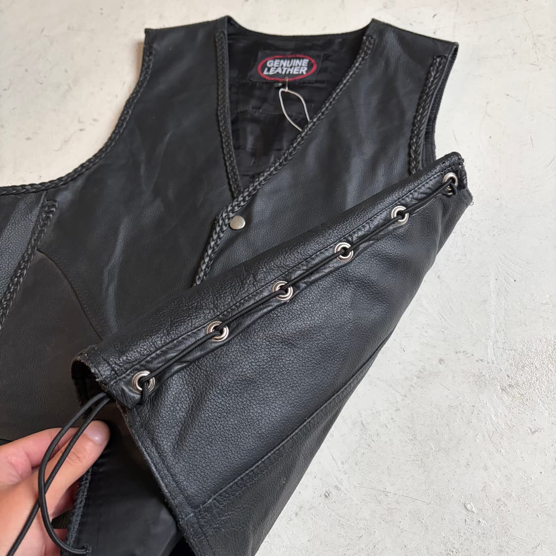 Genuine Leather 빈티지 가죽 베스트 M 상품이미지5