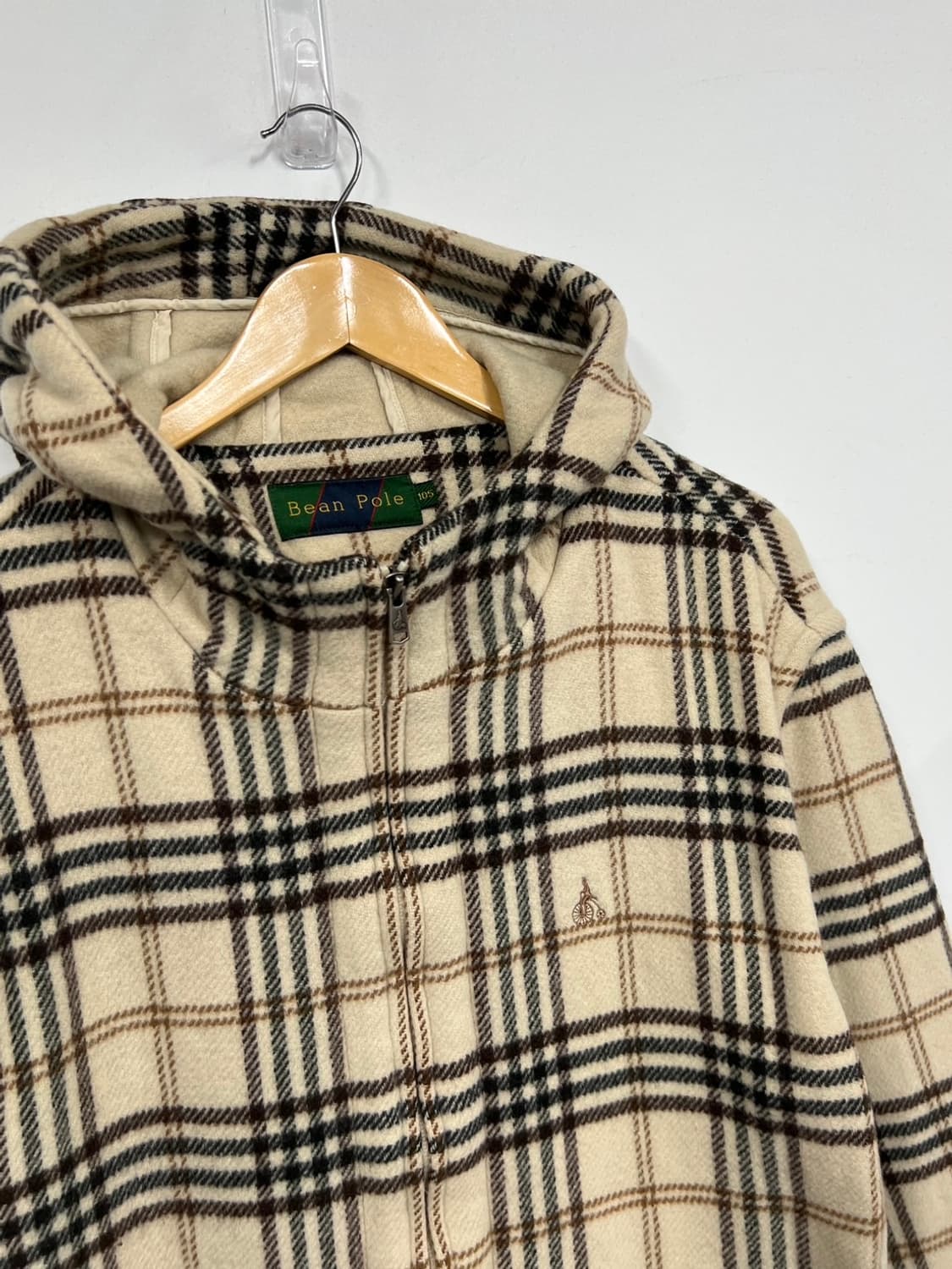 빈폴 빈티지 체크 기모 모직 후드집업 상품이미지2