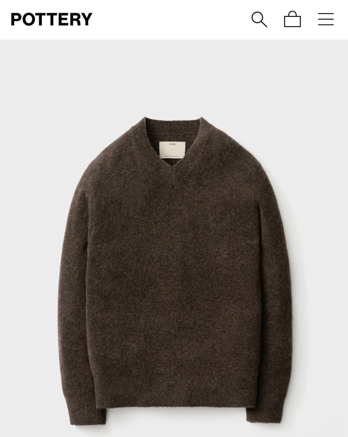 포터리 메리노울 컴포트 브이넥 니트. 다크브라운 1size 상품이미지1