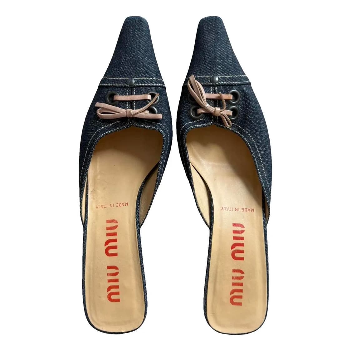Miu Miu 미우미우 빈티지 데님 키튼 힐 뮬 상품이미지1