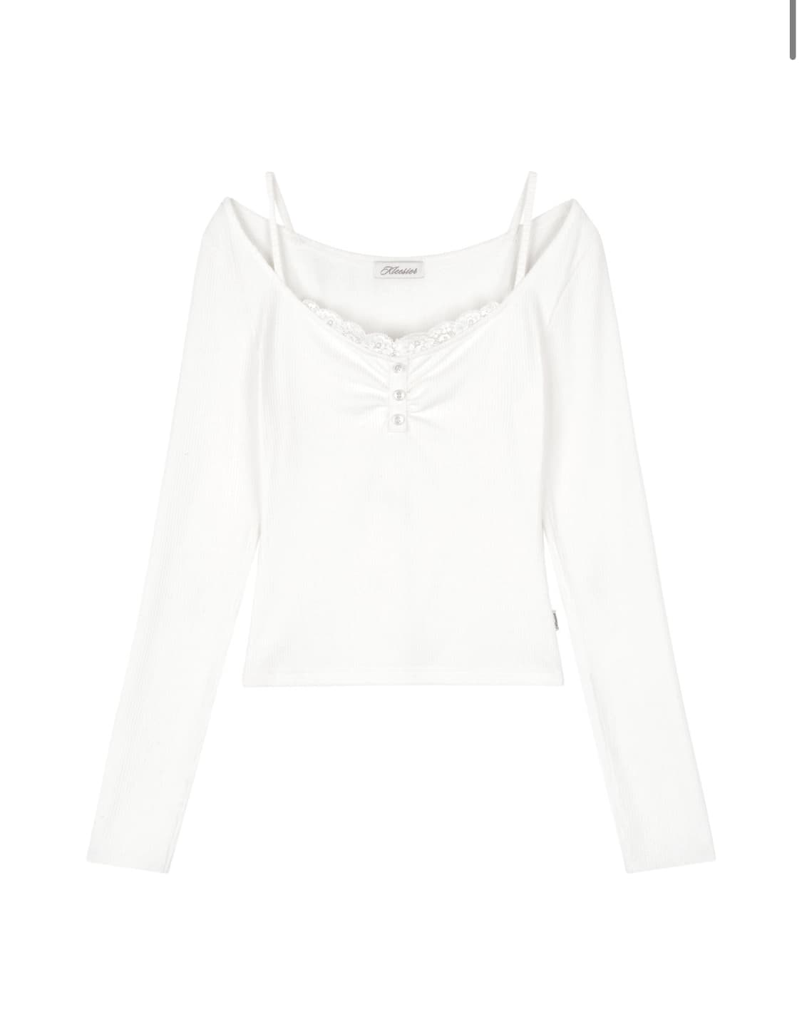 클리시어 밀크쉐이크 버튼 탑Milkshake lace button top 상품이미지1