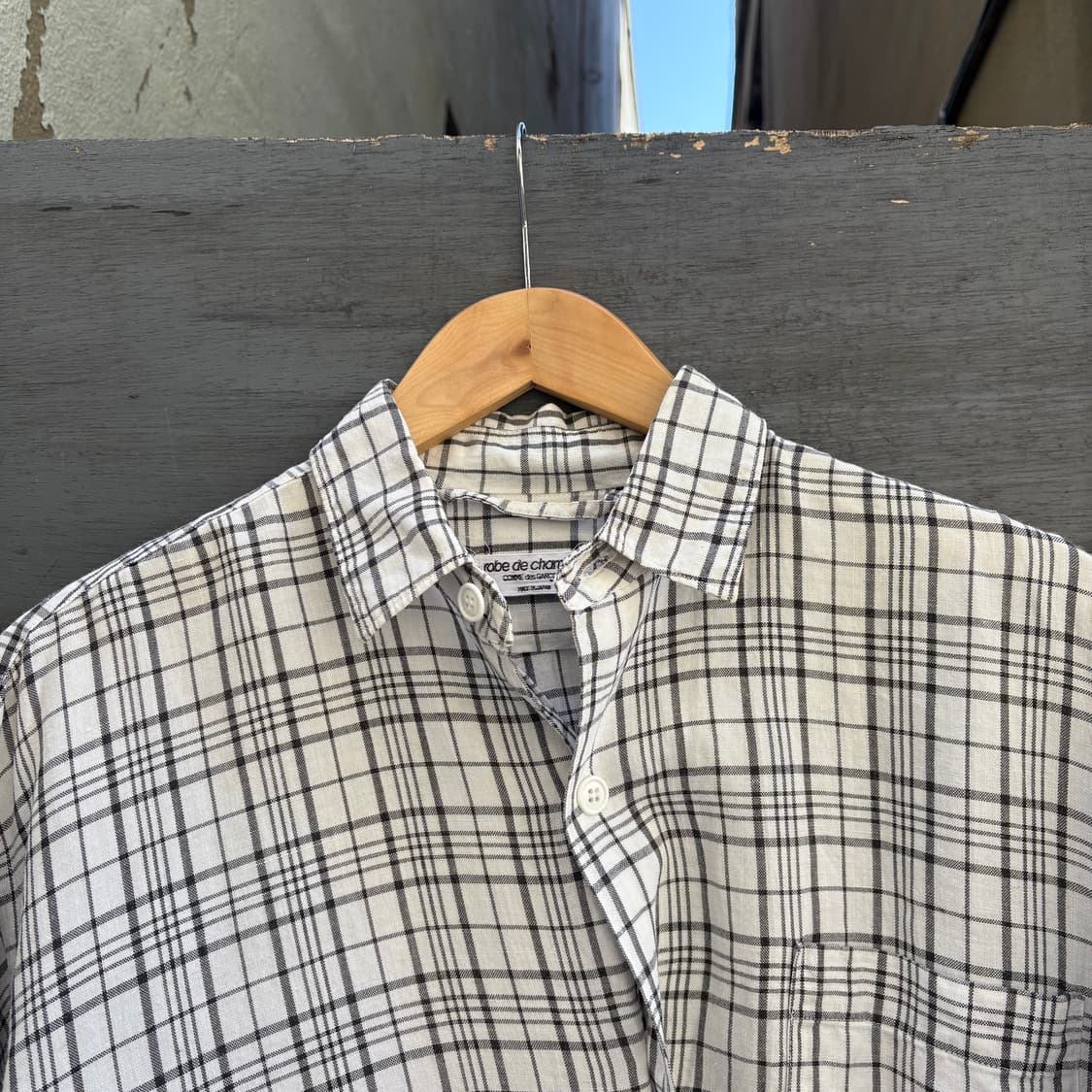 90s 꼼데가르송 robe de chambre 블랙 체크 셔츠 상품이미지3