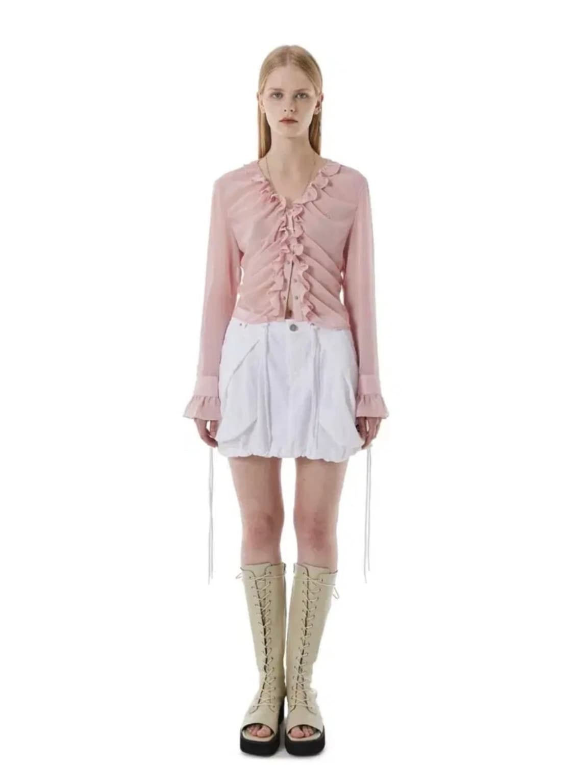 세릭 포켓 스트링 스커트 화이트 상품이미지1