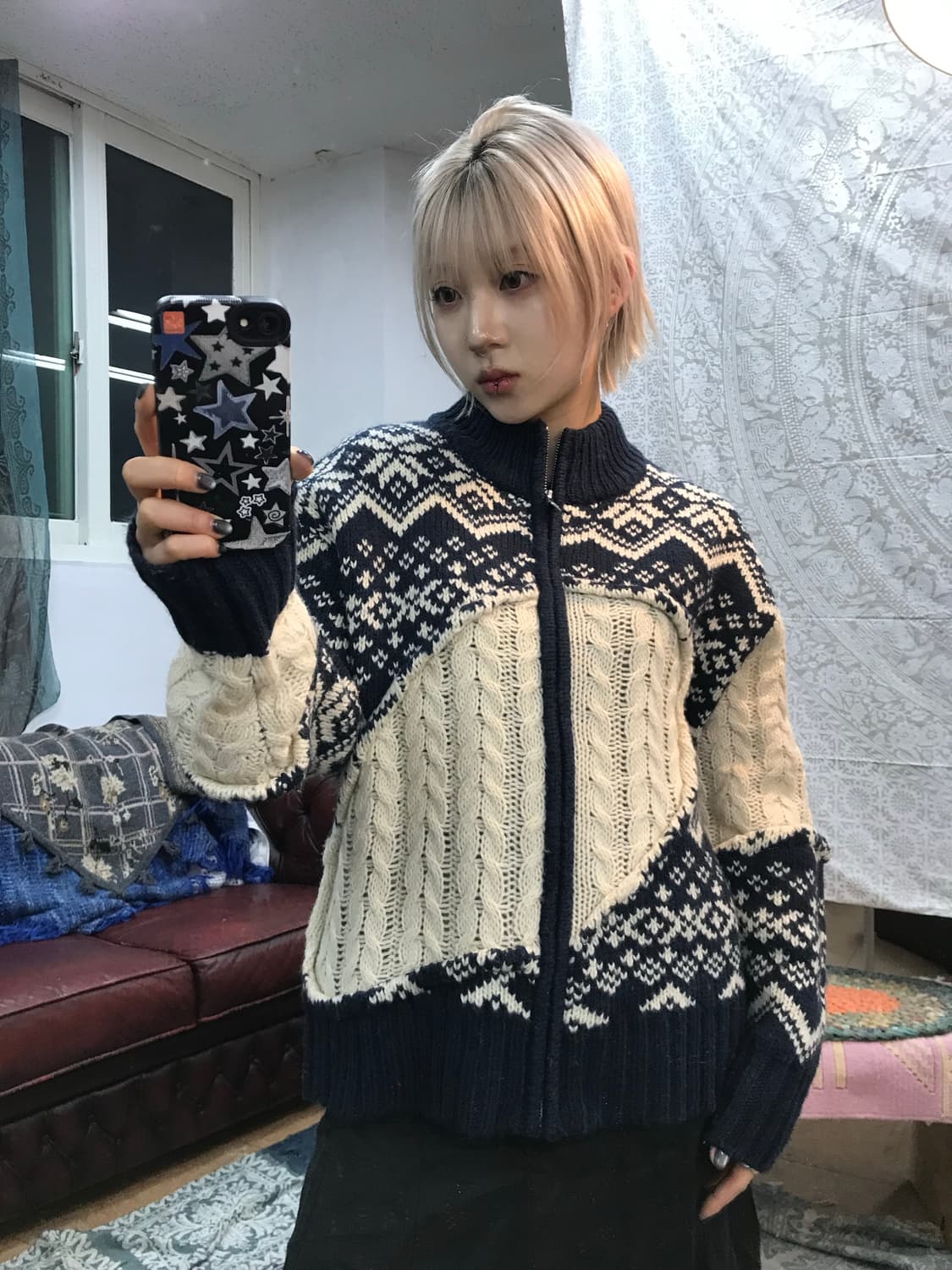 자라 여성 에스닉 절개 디테일 니트집업 자켓  상품이미지2