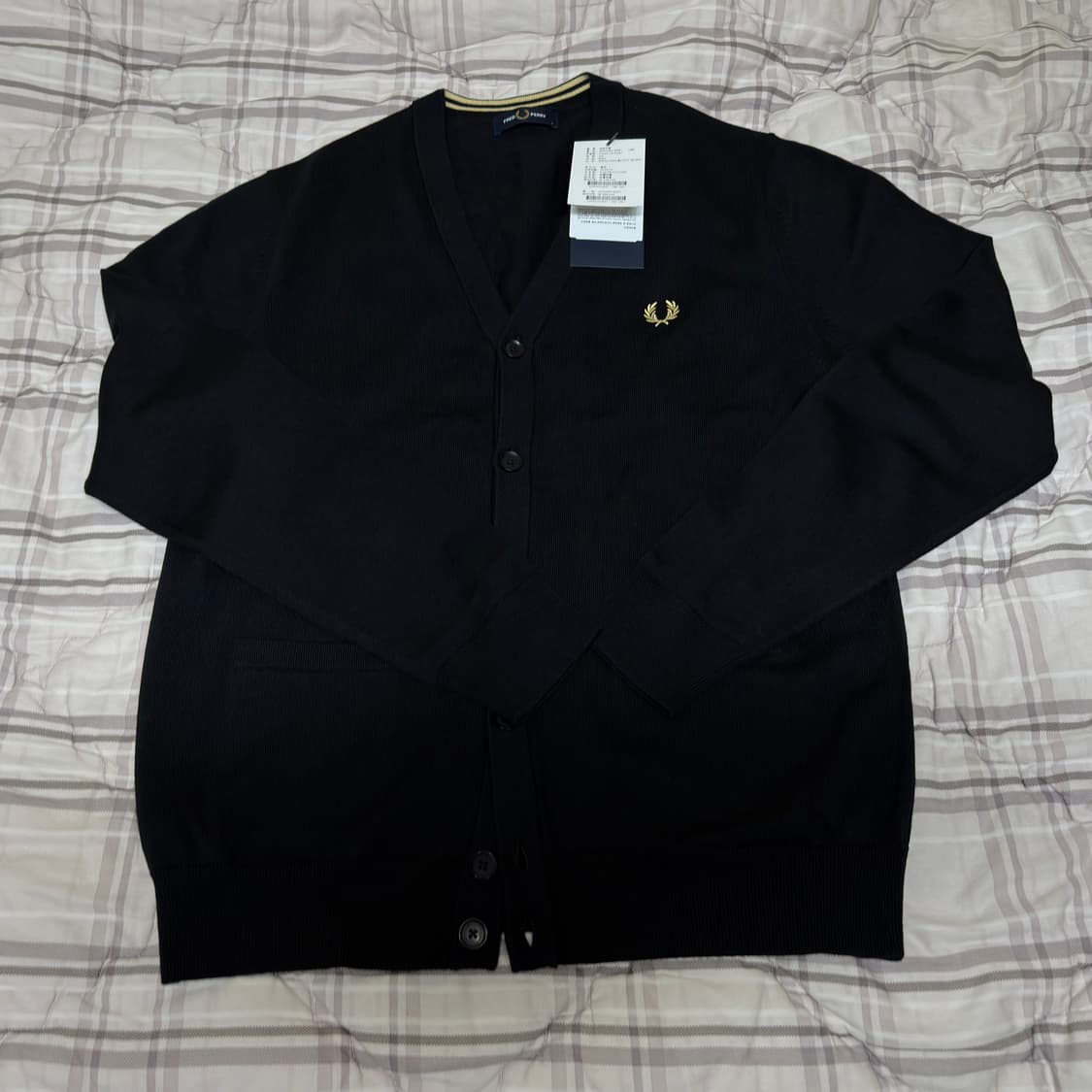 [L] 프레드페리 울 클래식 가디건(블랙, 새상품) 상품이미지2