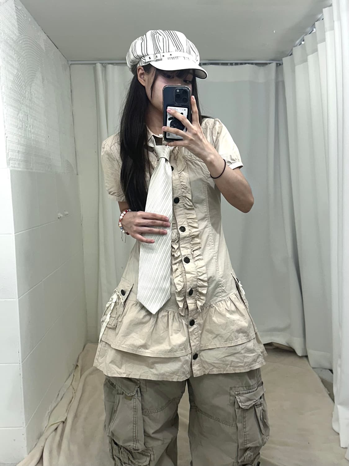 베이지 페어리 러힙 카고 코디세트 상품이미지4