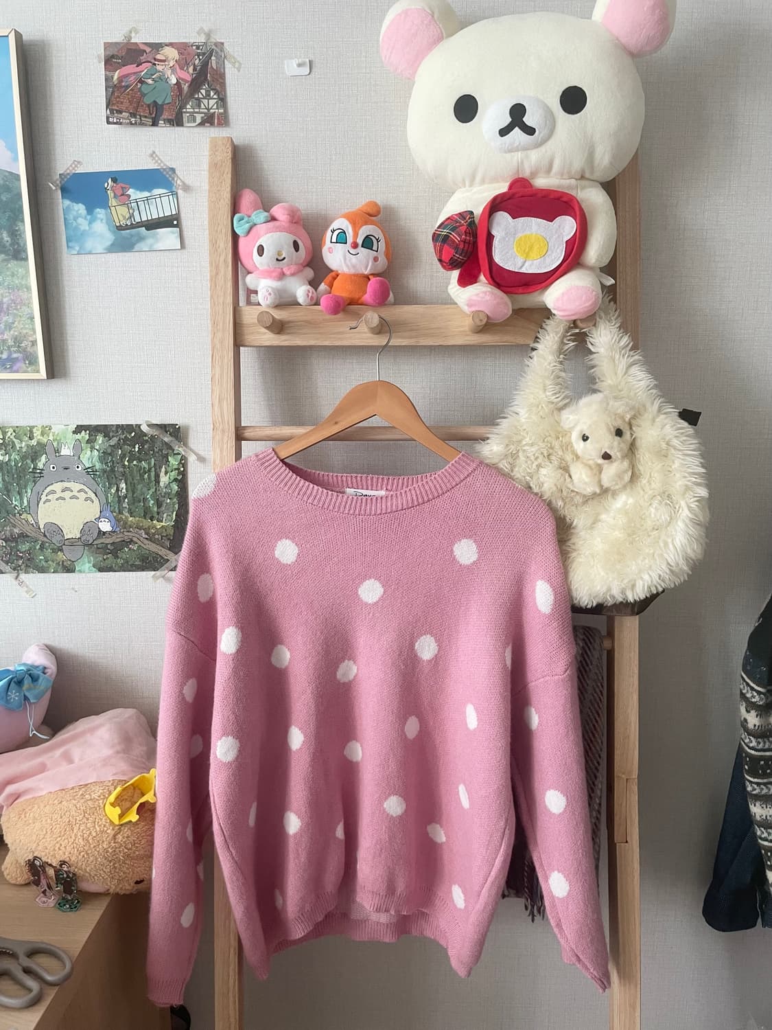 모리걸 빈티지 핑크 도트 니트 💗🤍 상품이미지1