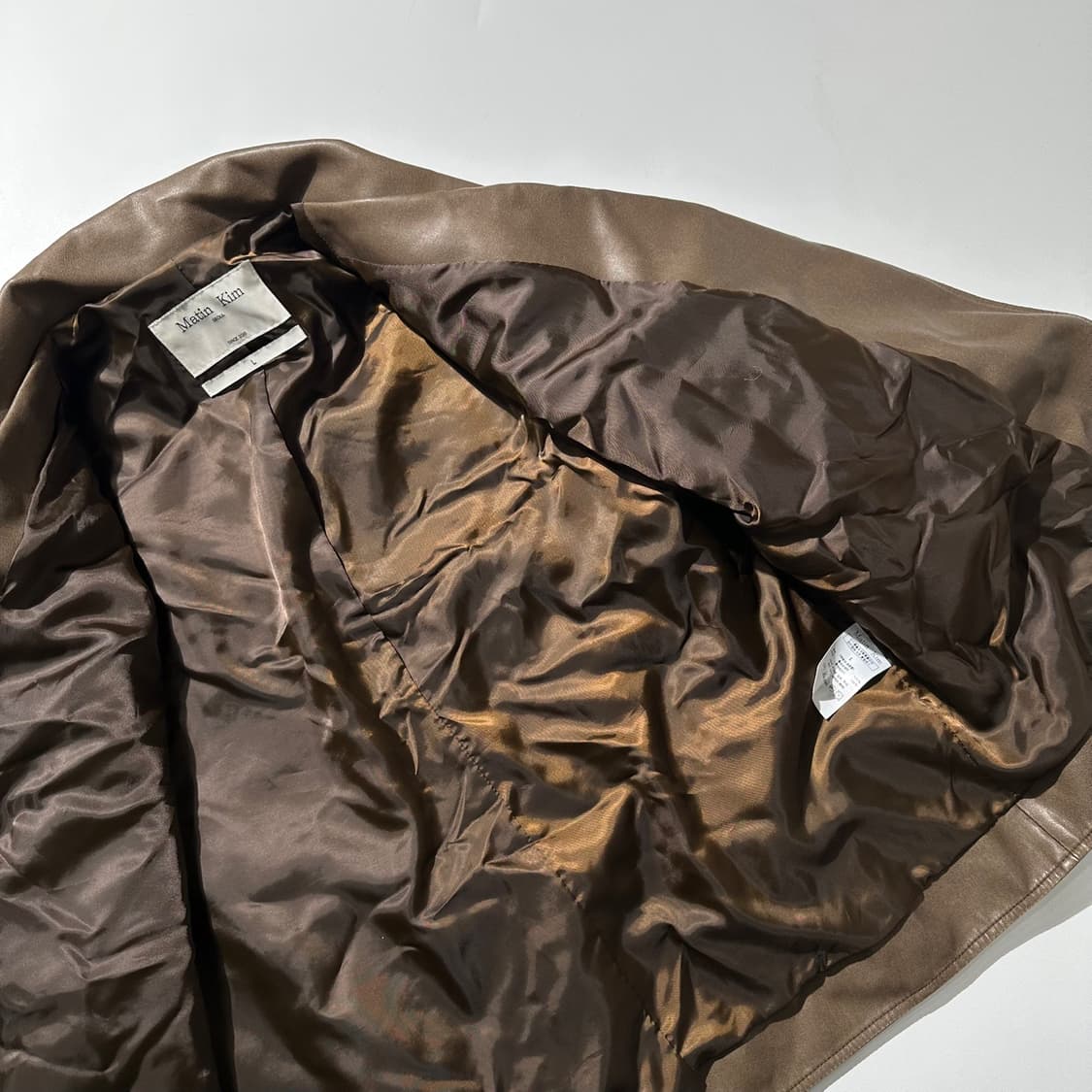 마뗑킴 빈티지 워시드 포우 레더 점퍼 브라운 라이더 자켓 상품이미지9