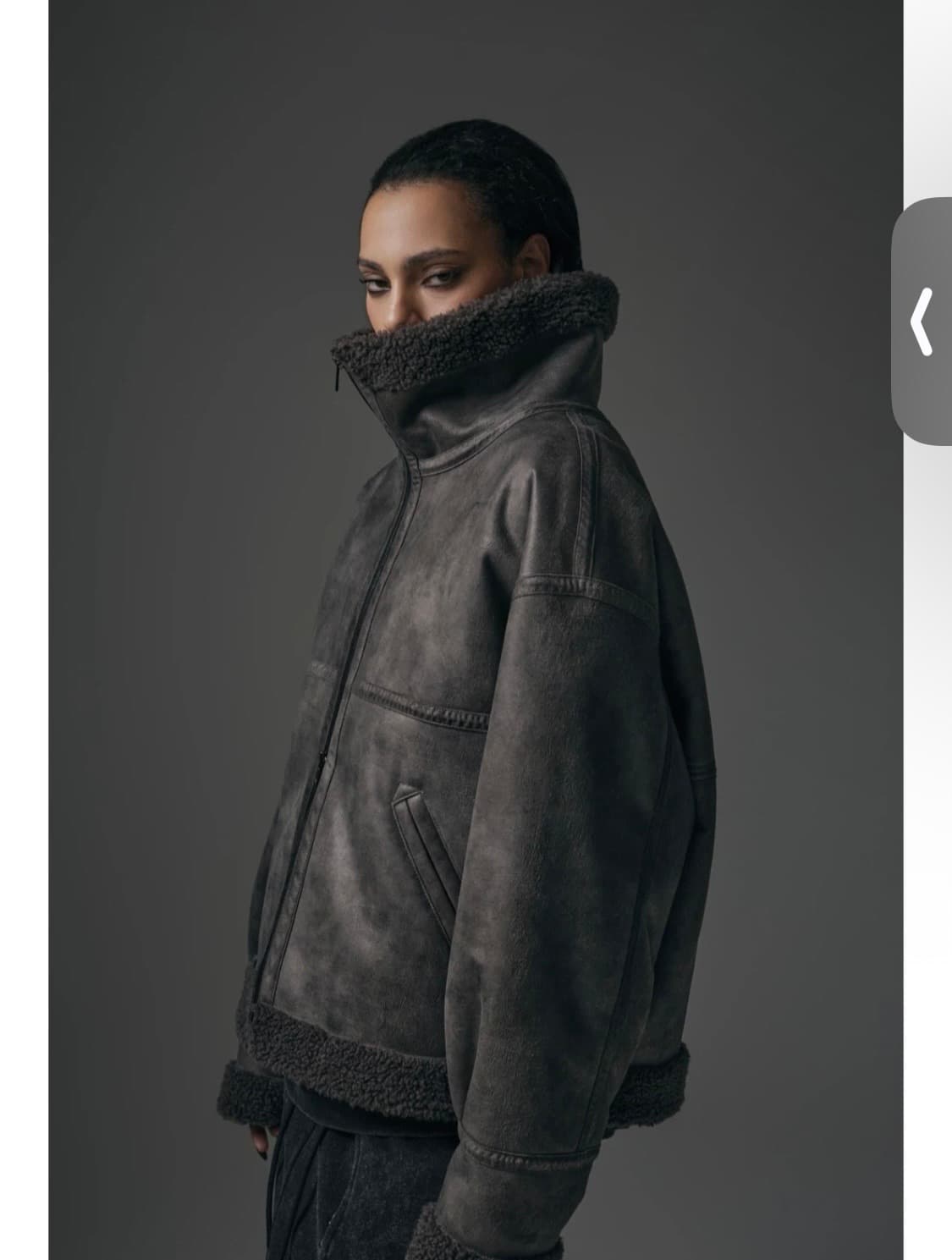 트리밍버드 하이넥 무스탕 상품이미지1