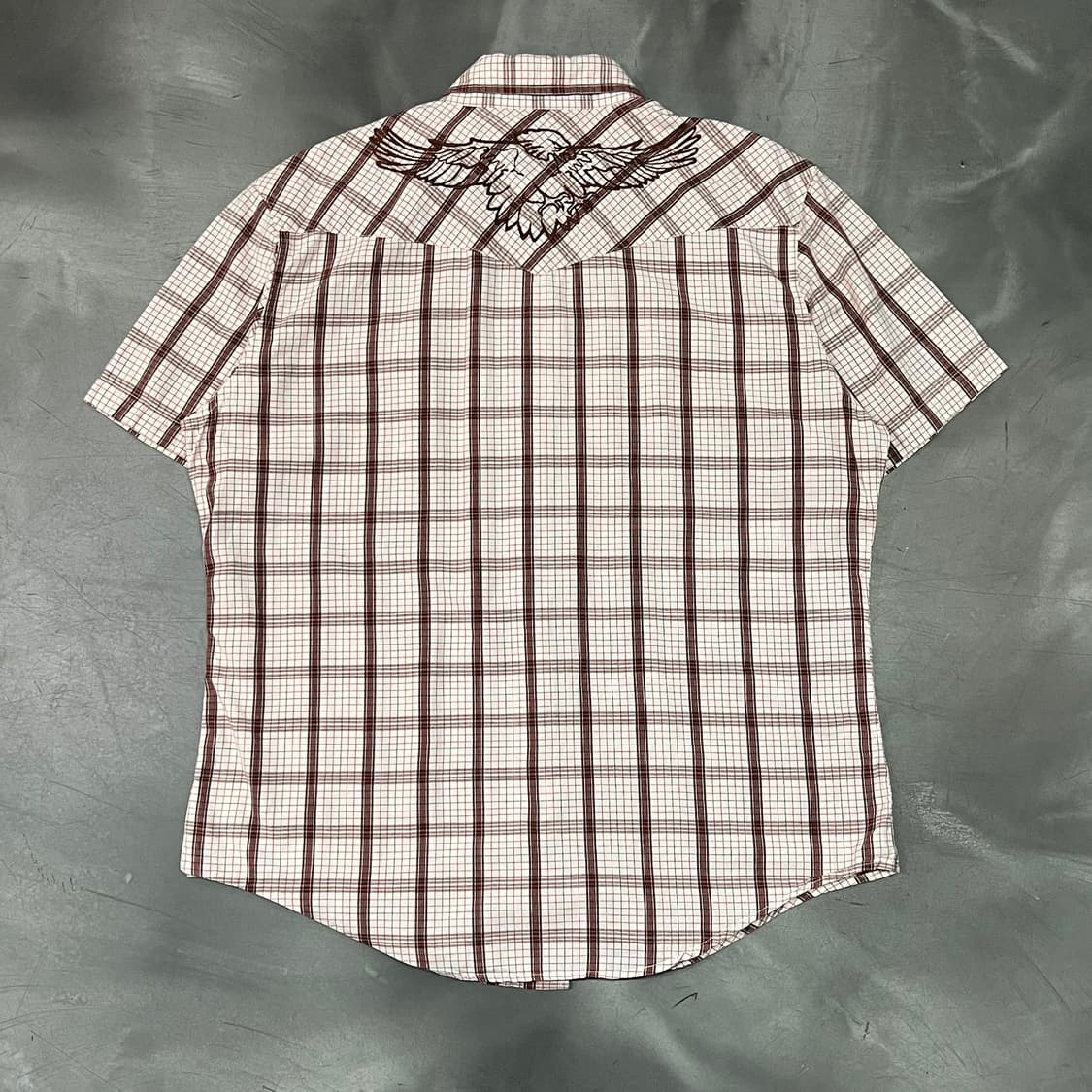  파슬 체크 자수 웨스턴 하프 셔츠 y16239 상품이미지2