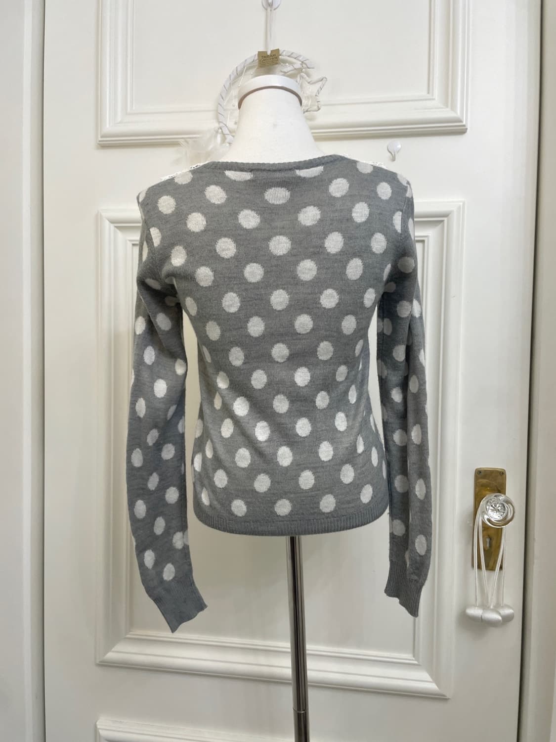 INGNI gray dot lace collar soft cardigan 상품이미지3