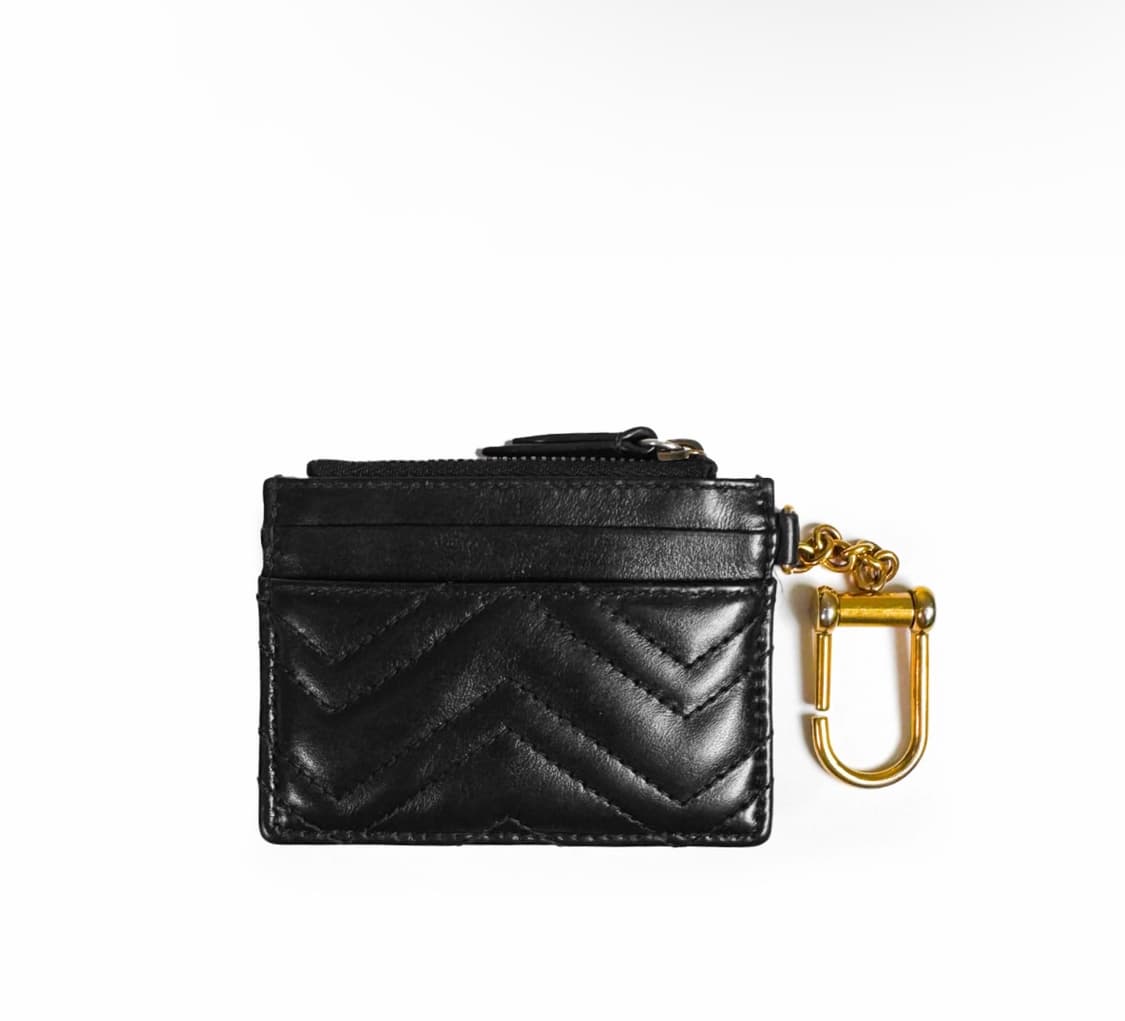 구찌 GG 마몬트 마틀라세 쉐브론 키체인 카드 지갑 블랙 627064 상품이미지2