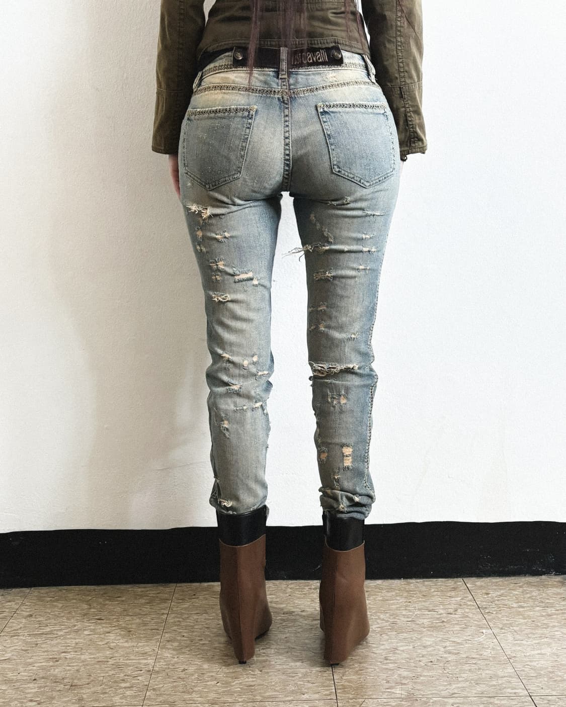 00s 저스트카발리 불렛홀 오일워싱 데님 상품이미지1