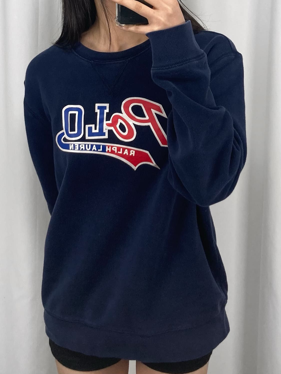 폴로 네이비 빅로고 맨투맨 상품이미지2