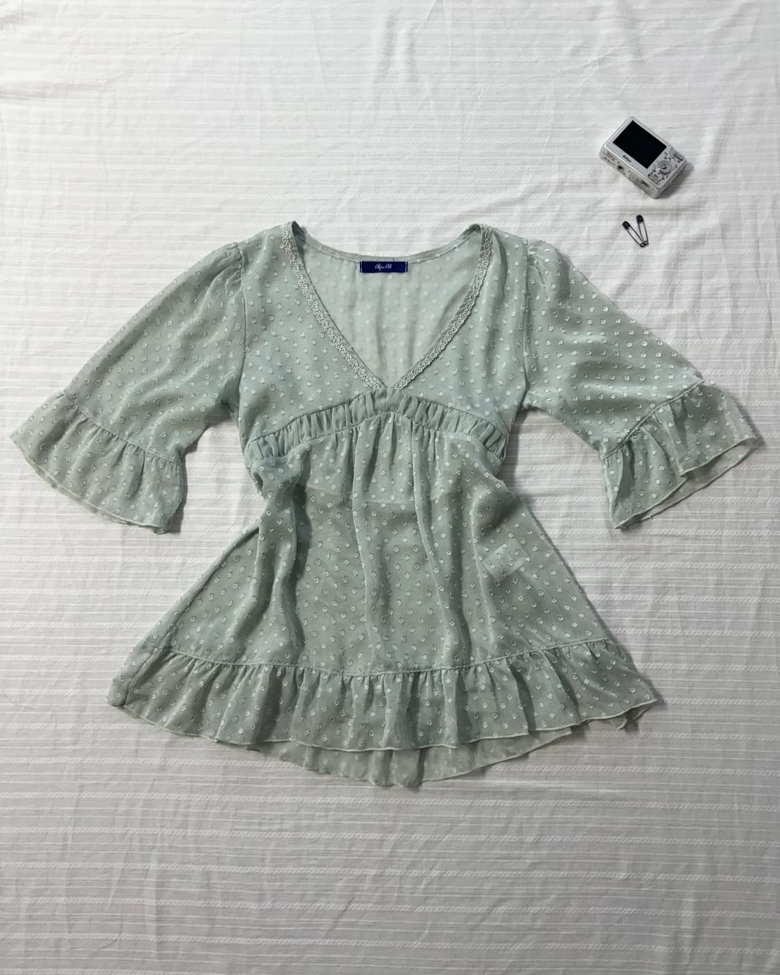 레이스 트리밍 패턴 블라우스 슬리브리스 2pcs SET 상품이미지7