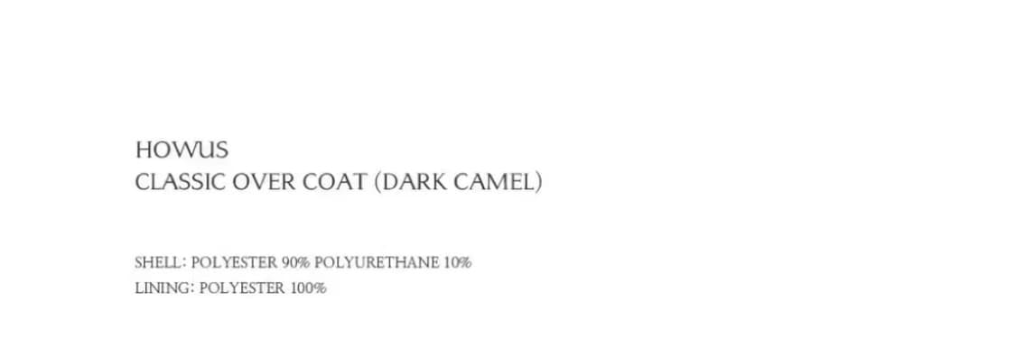 [호와스] CLASSIC OVER COAT (DARK CAMEL) 상품이미지6