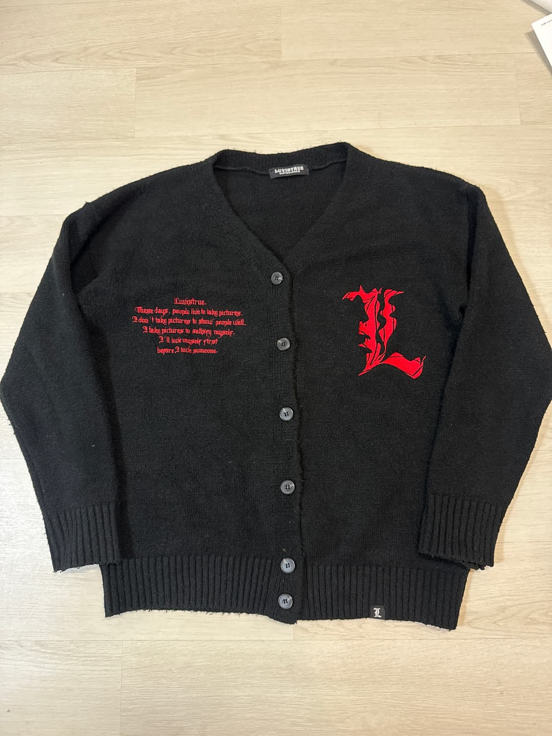 러브이즈트루 레터링 가디건 상품이미지4