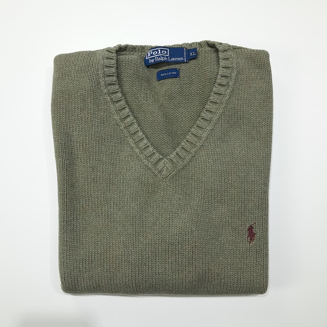 CL025 폴로 코튼 90s홍콩판 버건디포니 올리브 니트 베스트 상품이미지6