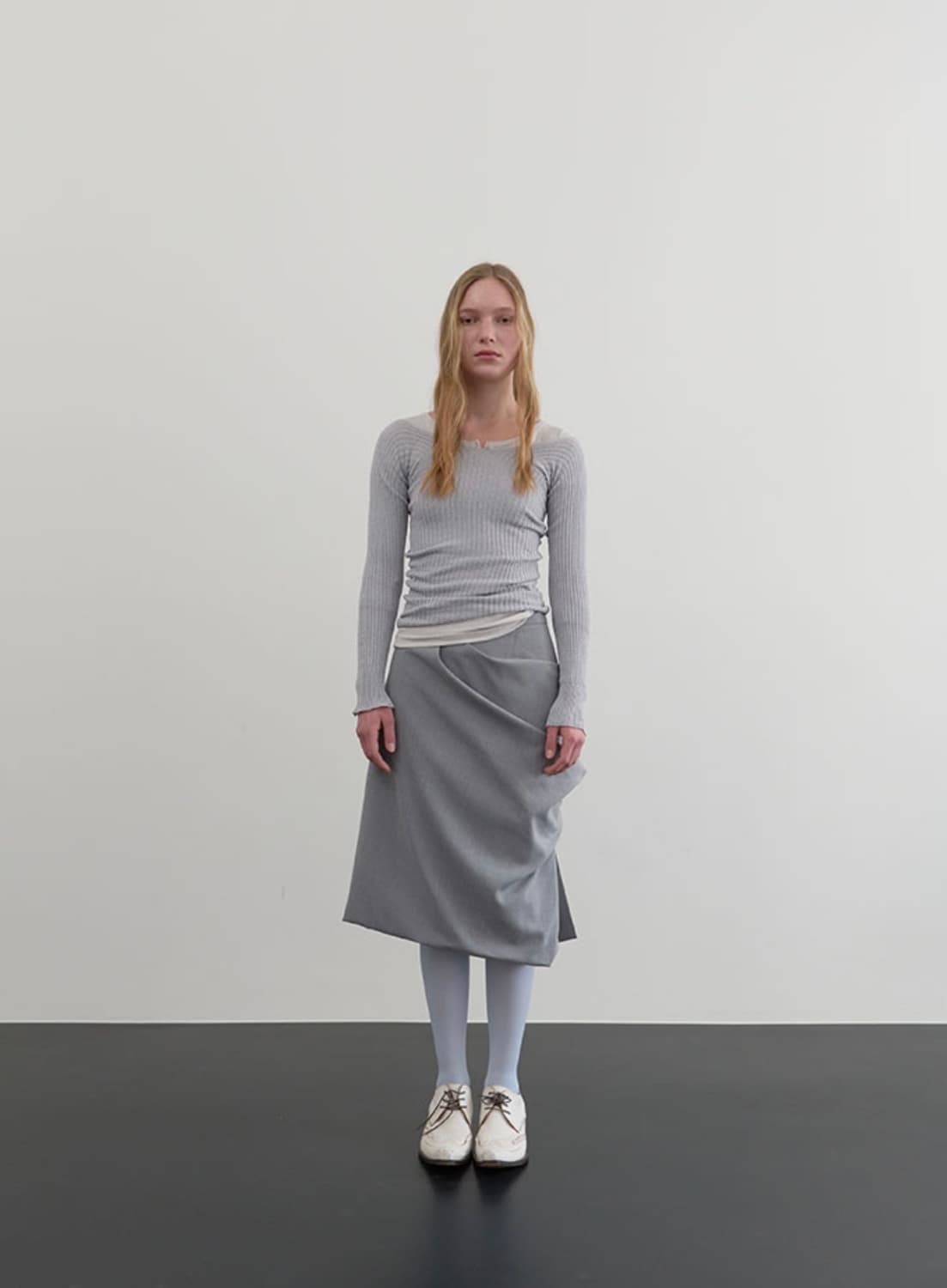 repos 골지 워머 니트 (blue grey) 상품이미지3