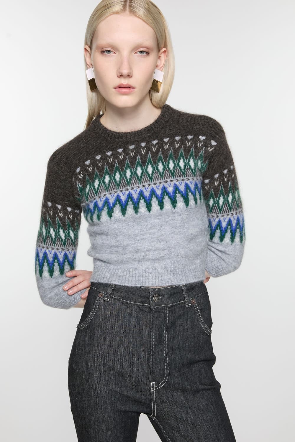 [XS,S]아크네스튜디오 크루넥 니트/그레이 상품이미지2