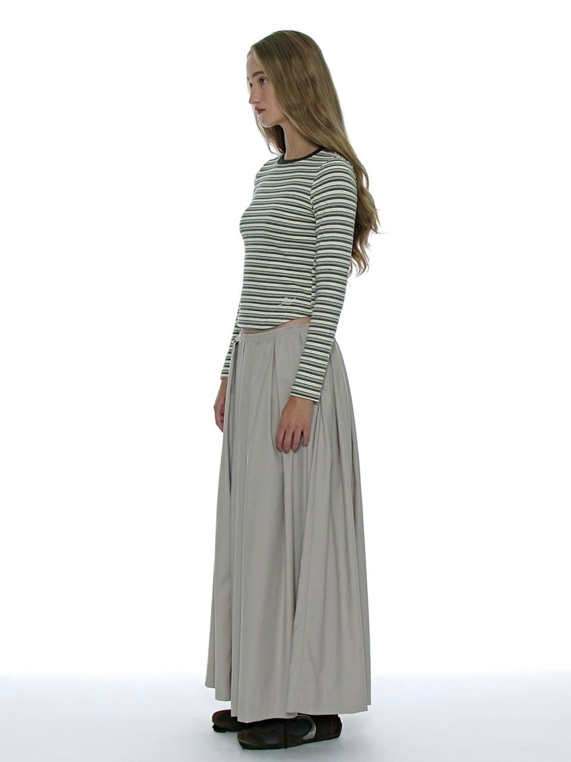 (1회착용) 파르티멘토 우먼 컷 오프 게더링 맥시 스커트 상품이미지2