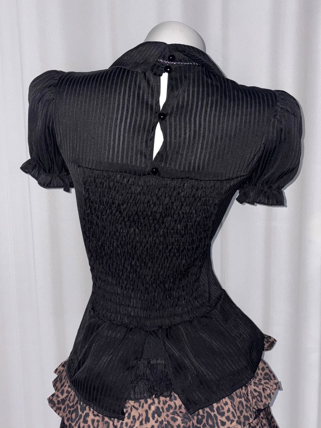 고딕 펑크 쿠로 갸루 프린세스 십자가 레이스 프릴 코르셋 셔츠 블라우스 상품이미지5