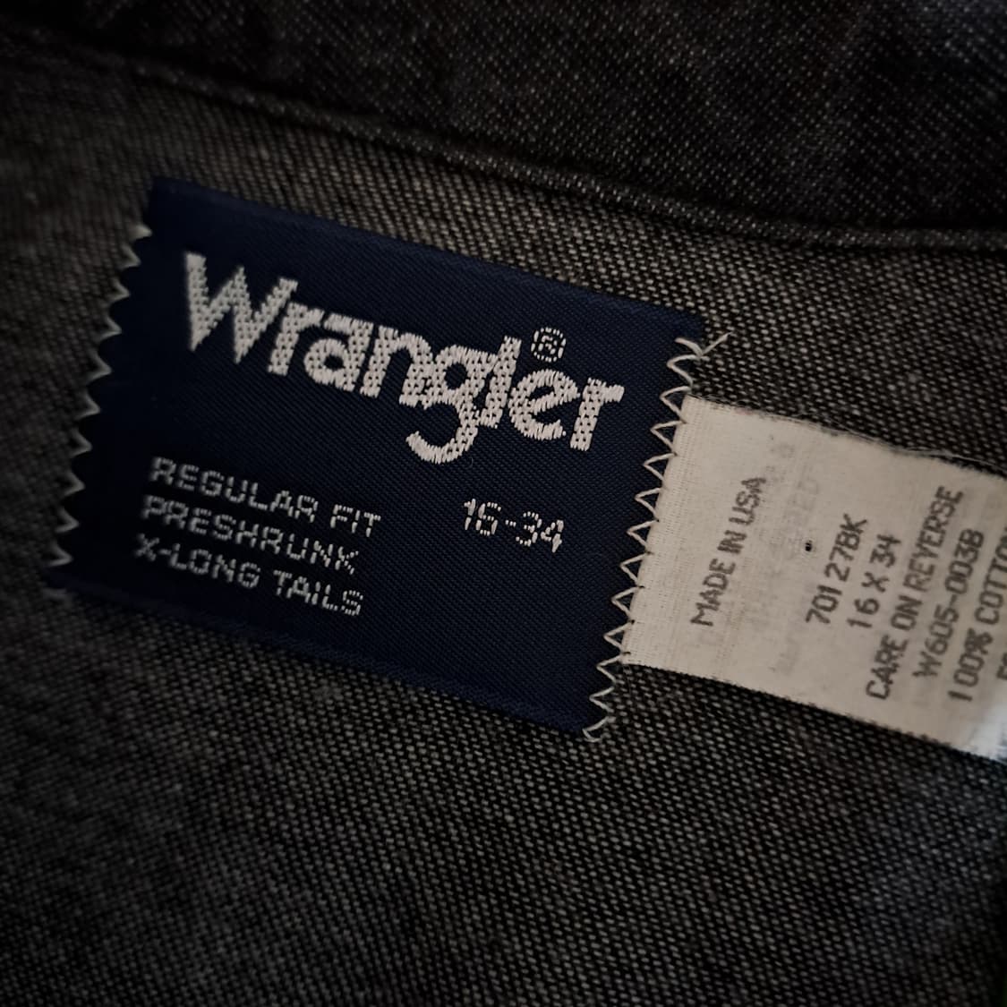 (택포) 90s 랭글러 흑청 웨스턴 셔츠 슬림핏 L B519 상품이미지7