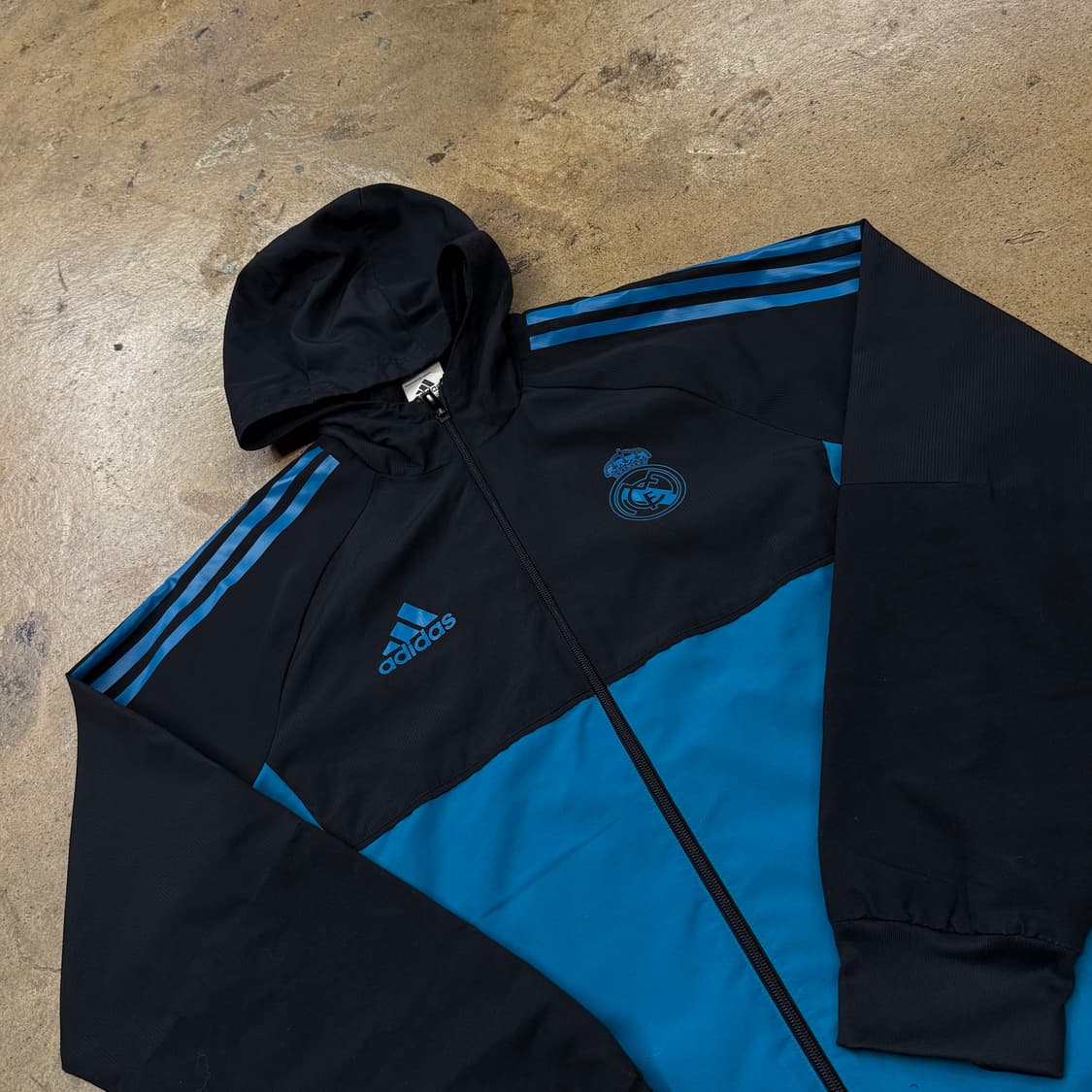 [정품/M] 아디다스 레알마드리드 후드 져지 블랙 블루 b17 상품이미지1