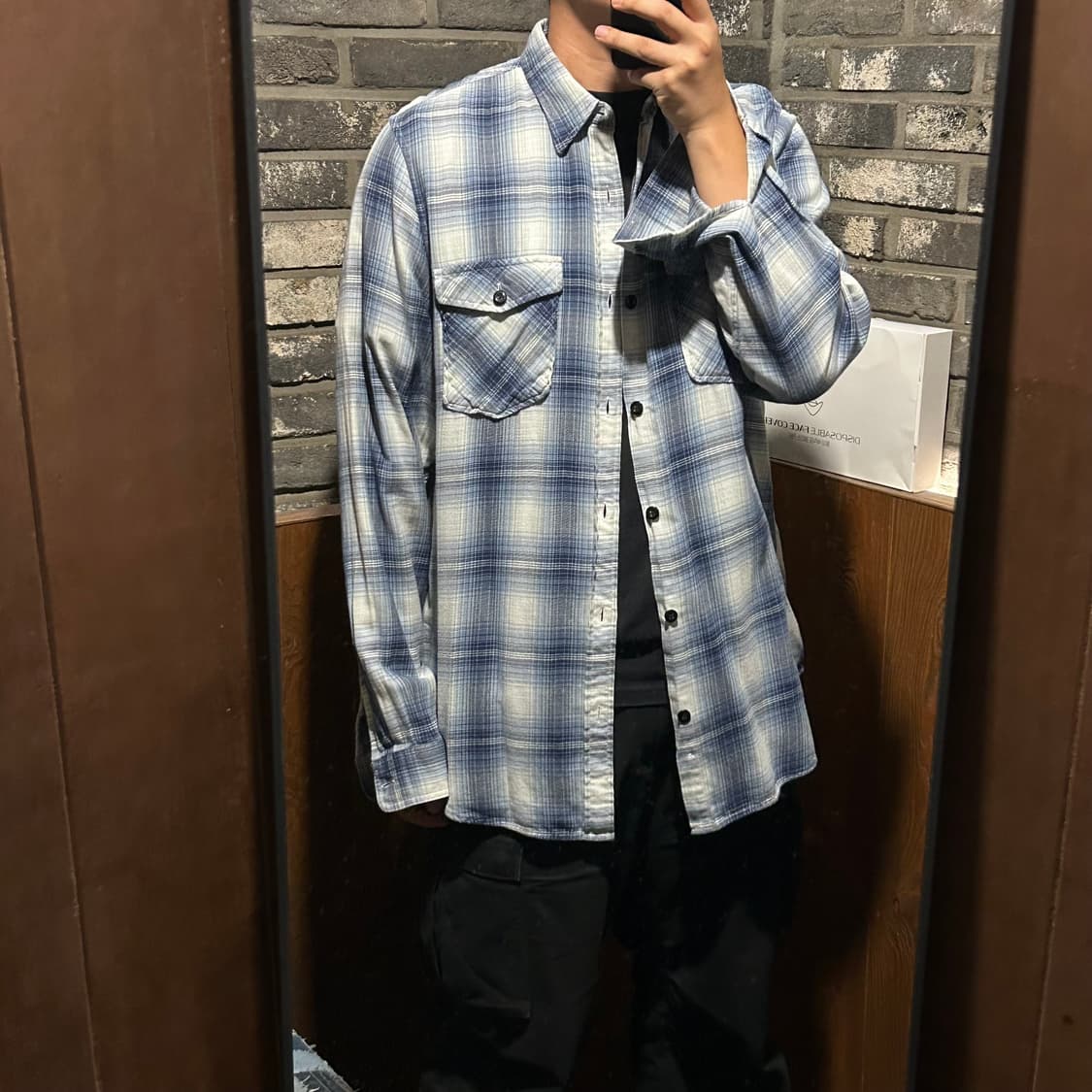 XL) 데님앤서플라이 폴로 투포켓 옴브레 체크 셔츠 상품이미지9
