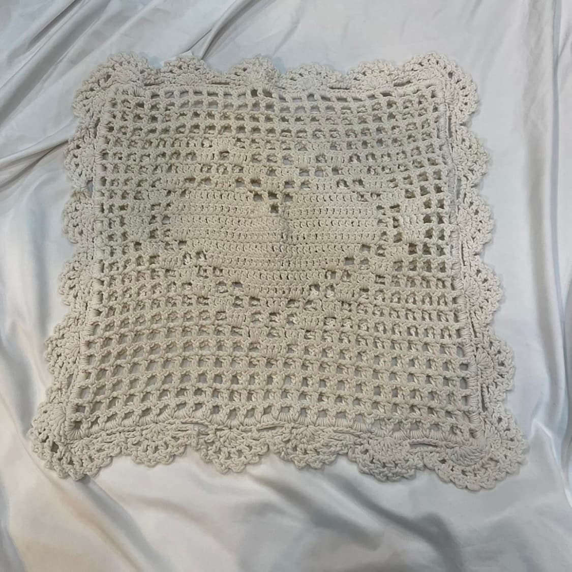 빈티지 크로쉐 뜨개 하트 사각매트 상품이미지1